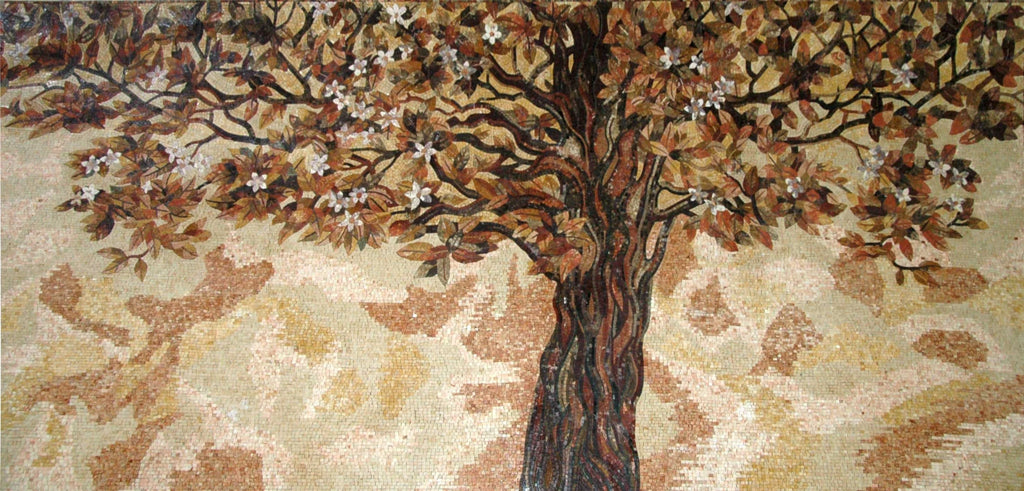 Beleza outonal: desenhos de árvores em mosaico