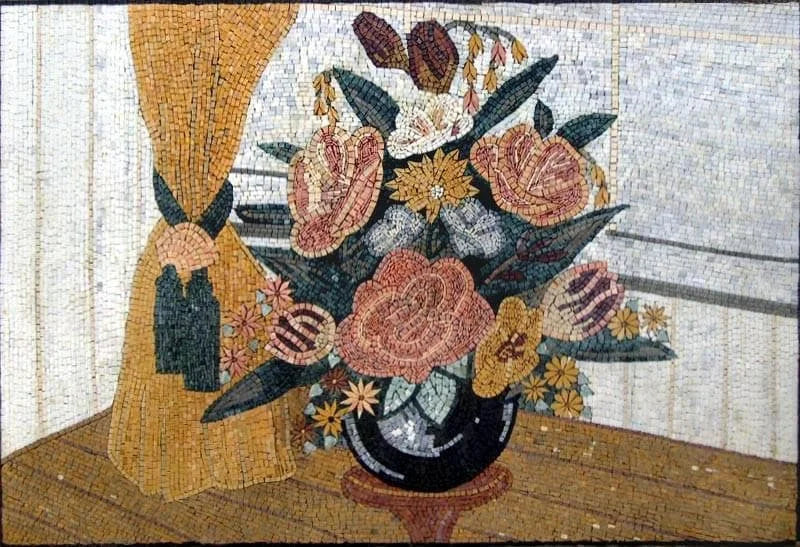 Diseños de mosaico - Flores de hibisco rosa