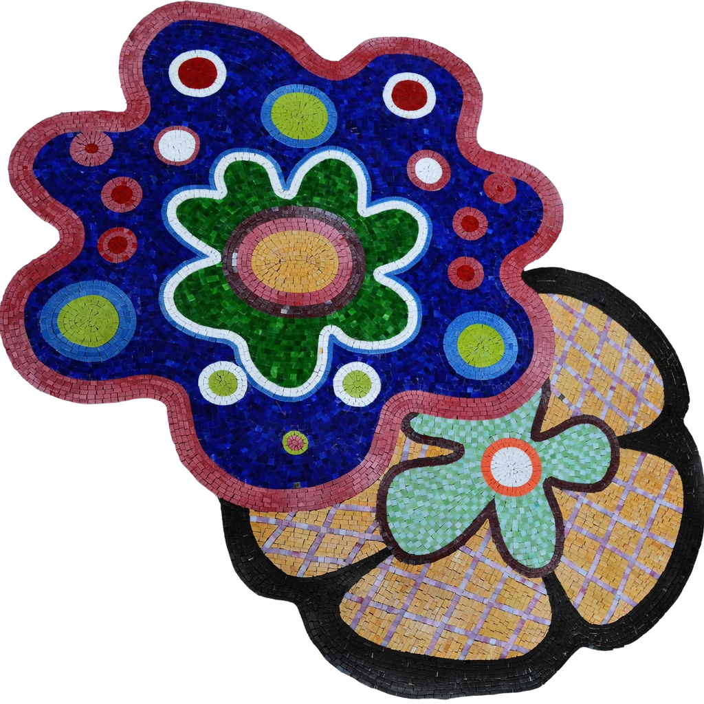 Мозаичные цветочные узоры - Ретро Блум