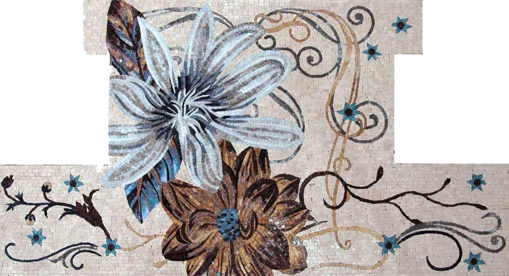 Placa para salpicaduras de cocina de mosaico - Flor de fresia blanca
