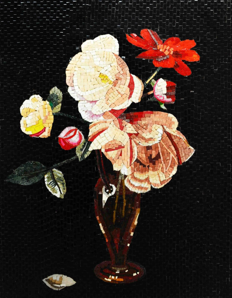 Arte em mosaico - flores contrastantes