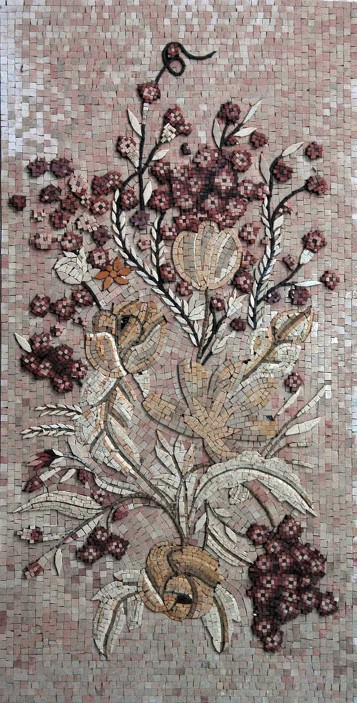 Arte de azulejos de mosaico - Flores cruzadas