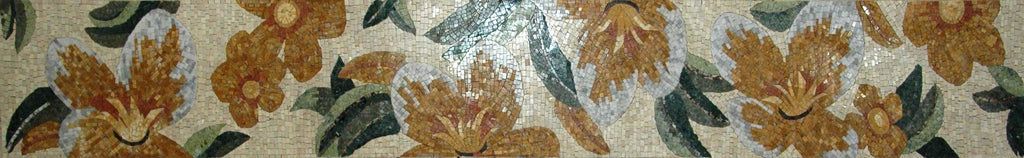 Arte de azulejos de mosaico - Borde de flora