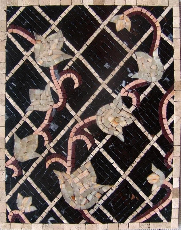 Arte de azulejos de mosaico - Acento floral