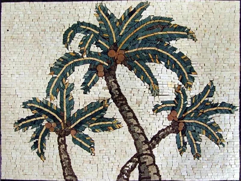 Mosaik-Fliesen-Kunst - Palme