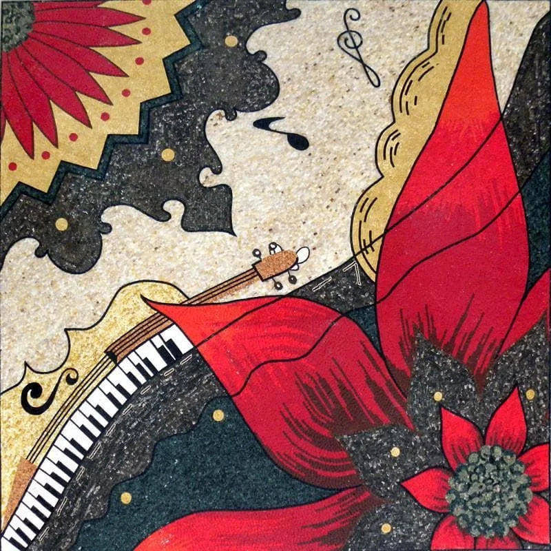 Мозаика Плитка Арт - Пуансеттия Цветочная