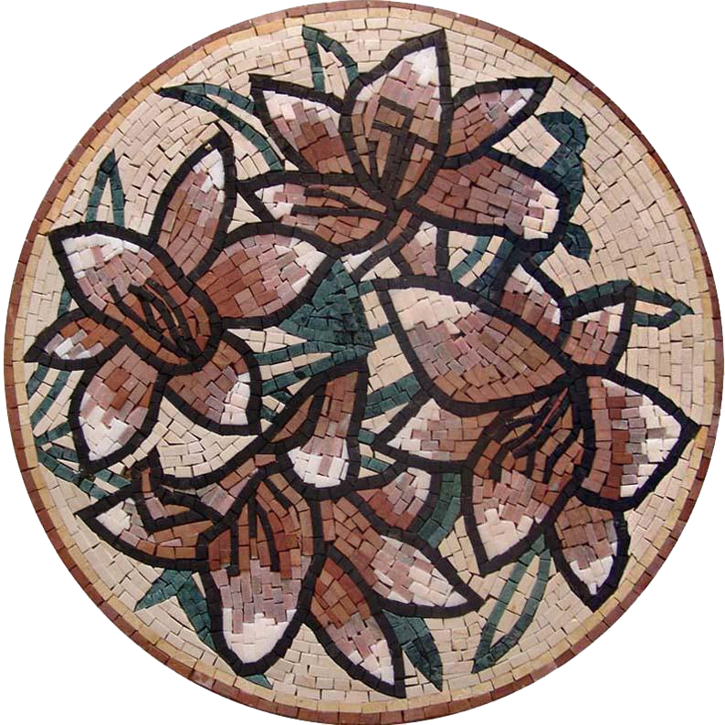 Arte em Mosaico - Medalhão de Flores Suaves