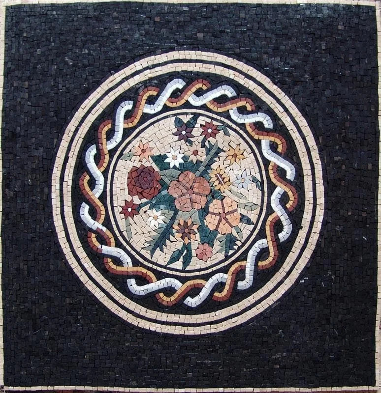 Arte em mosaico - mistura de flores espiraladas