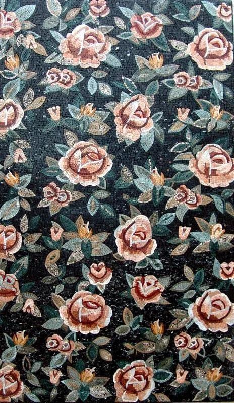 Patrones de Azulejos de Mosaico - Rosal Floral