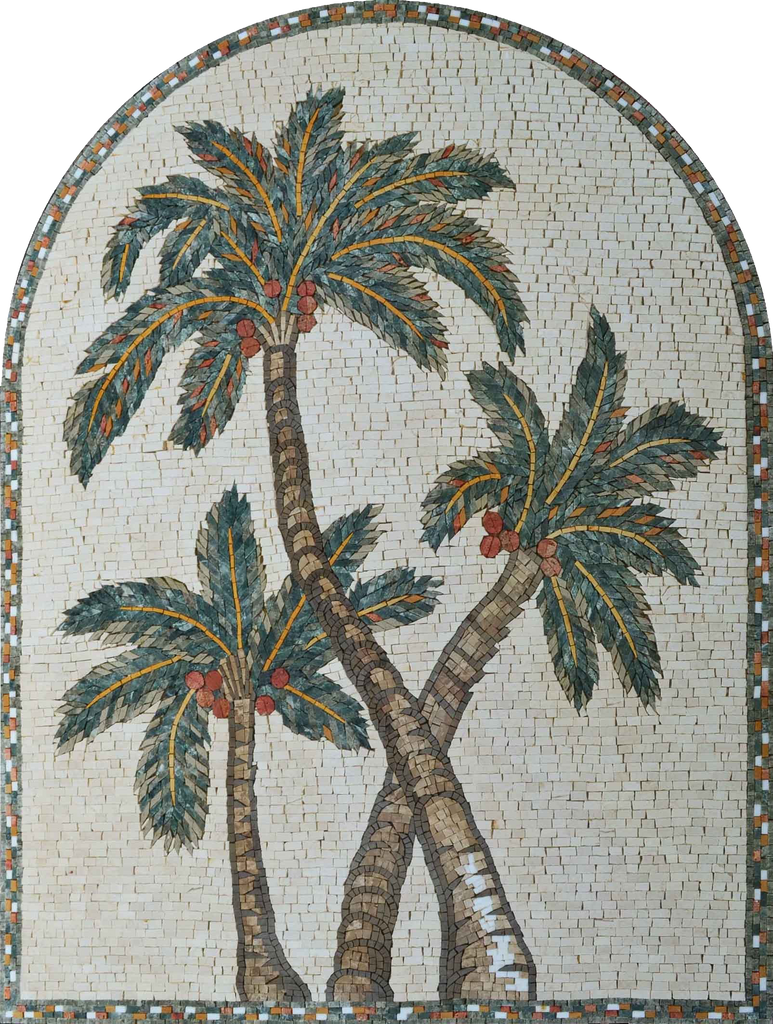 Patrones de azulejos de mosaico - Hoja de palmeras