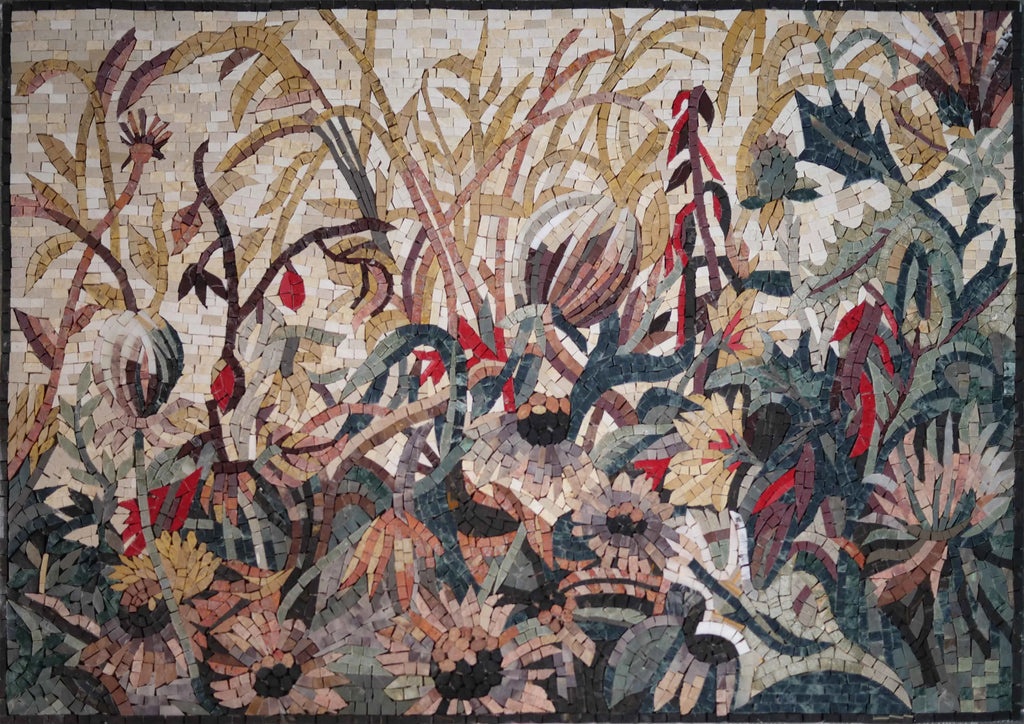 Patrones de azulejos de mosaico de flores silvestres