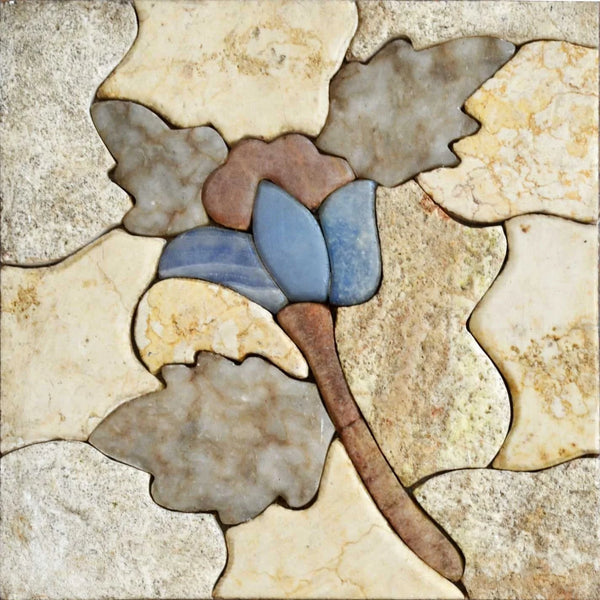 Mosaic Wall Art - Blue Tulip - Mesh Backing