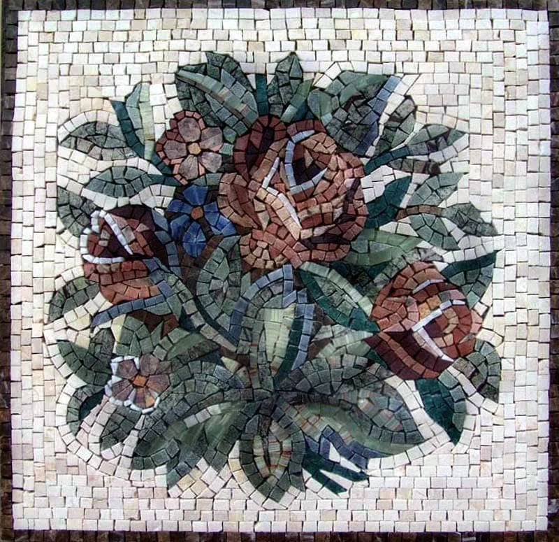 Arte de la pared del mosaico - pared de la flora
