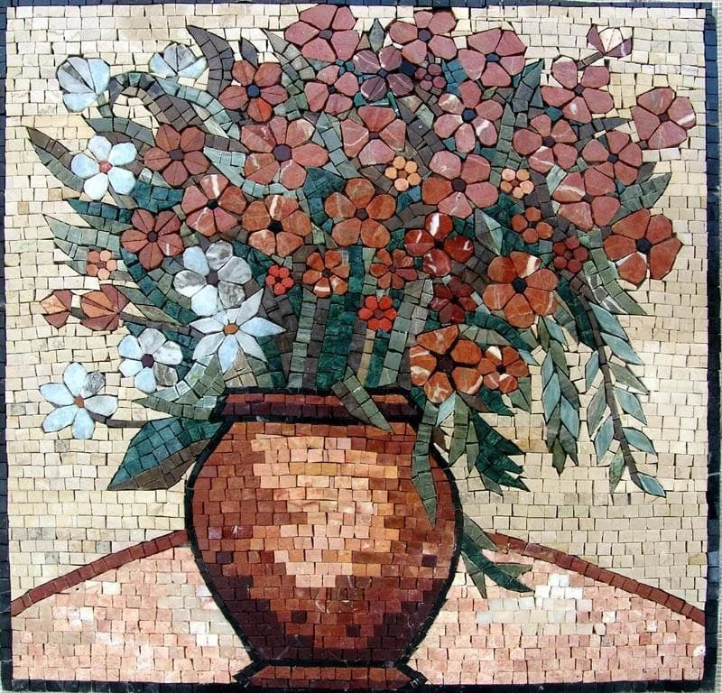 Arte de parede em mosaico - vaso vintage