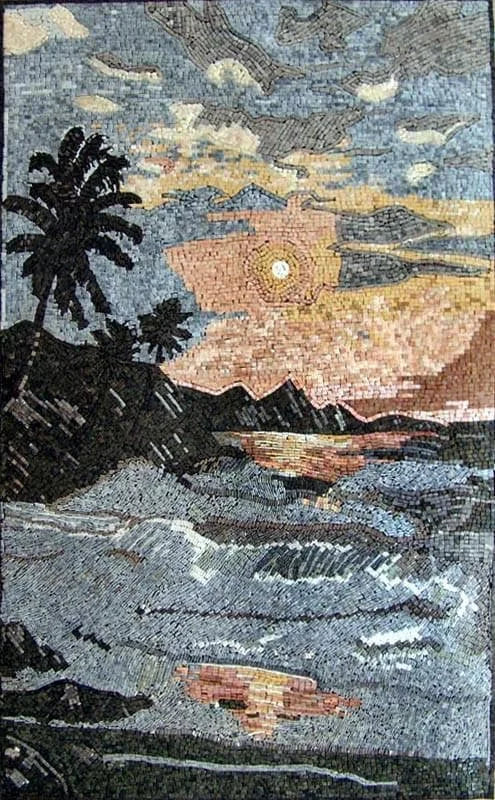 Mosaico de arte de la naturaleza - Horizon Sunset