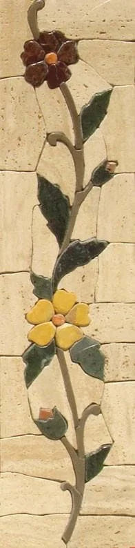 Mosaico Floral Pietra-Dura. Margaridas Gérberas