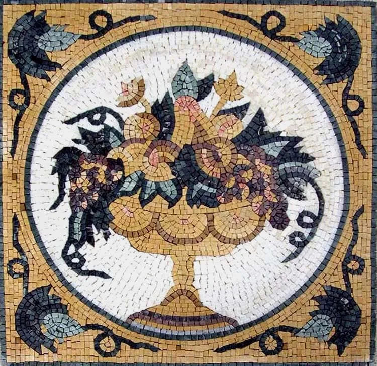Patrones de mosaico romano- Cesta de frutas
