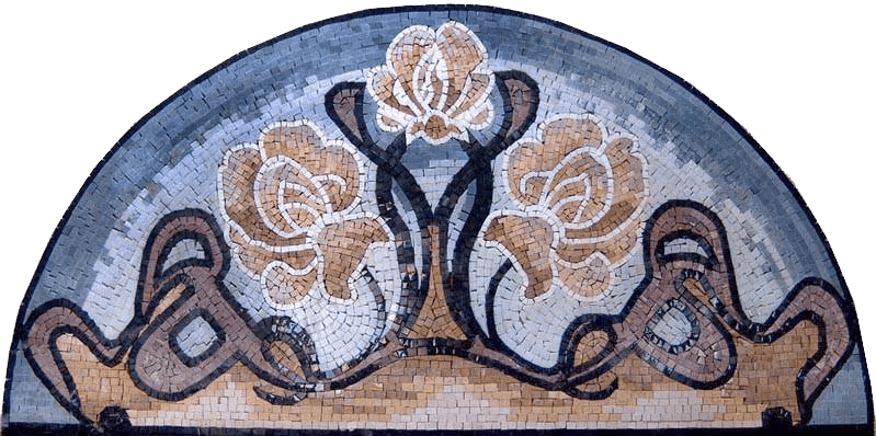Mosaico Semi Medallón - Flores Abstractas