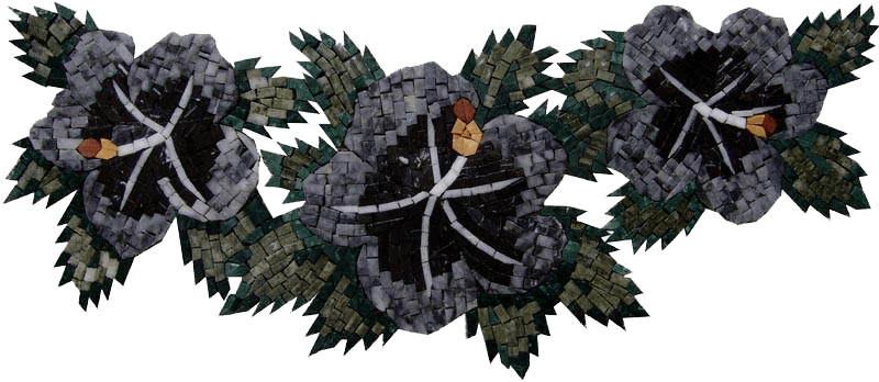 O mosaico de flores de visco preto