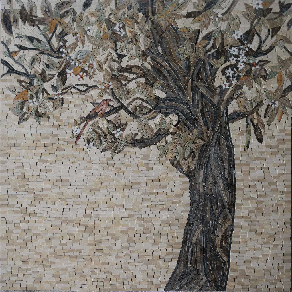Mosaic Masterpiece: Olive Tree Tile Art | Flowers And Trees | Mozaico