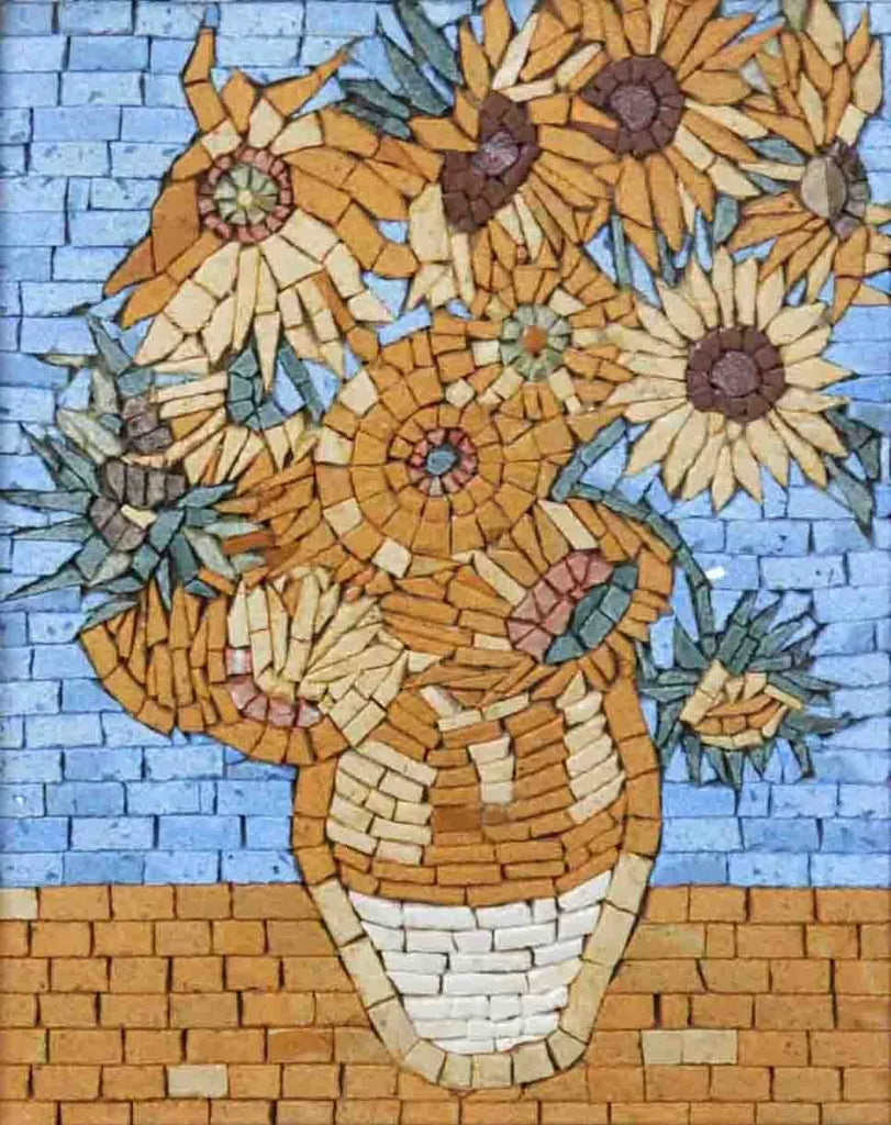 Vincent Van Gogh Girasoli incorniciati - Riproduzione in mosaico