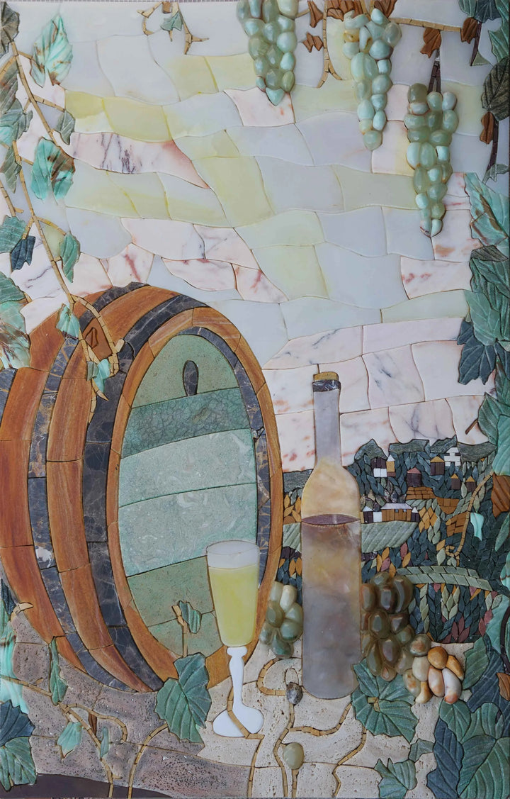 Countryside Winery II - Obra de mosaico 3D | Alimentos y Bebidas | Mozaico
