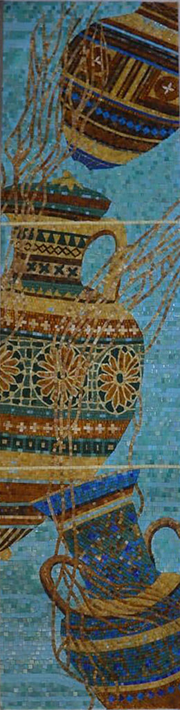 Diseño de mosaico de ollas de agua antiguas