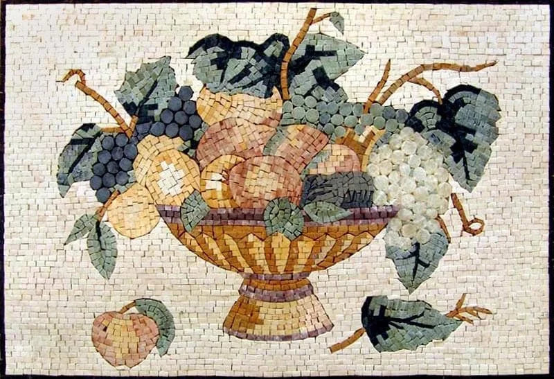 Frutta e Foglie: Fruttiera Delizia in Mosaico