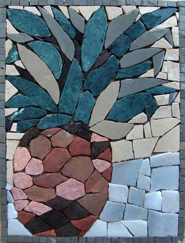 Ananas - Backsplash de mosaico de pétalas de frutas | Alimentos e Bebidas | mosaico