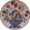 Médaillon de mosaïque de vase de fruits et de fleurs | Nourriture et boisson | Mozaïco