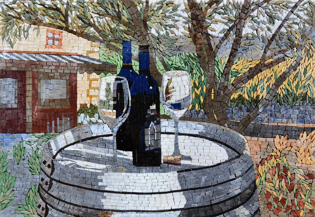 Barriles de viñedo - Arte de vino mosaico | Alimentos y Bebidas | Mozaico