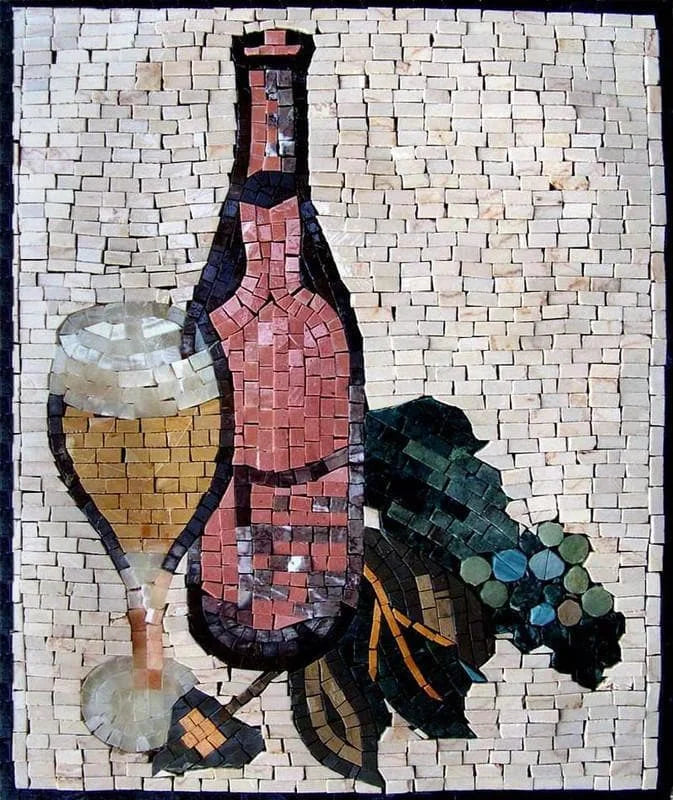 Motivi a mosaico - Bottiglia di vino
