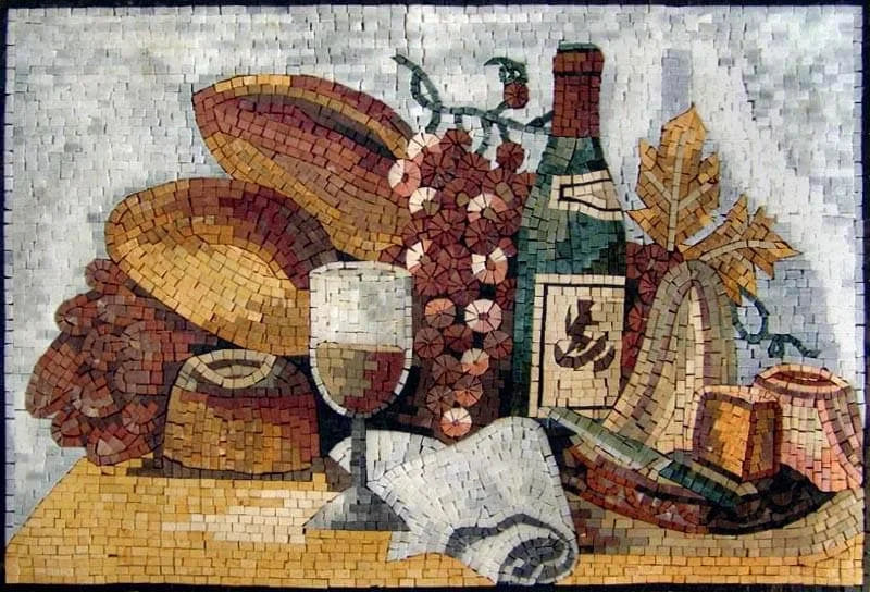 Vigilia d'inverno - Mosaico vino e formaggio | Cibo e bevande | Mozaico