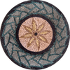 Medallón de mosaico de flores geométricas de 8 pétalos