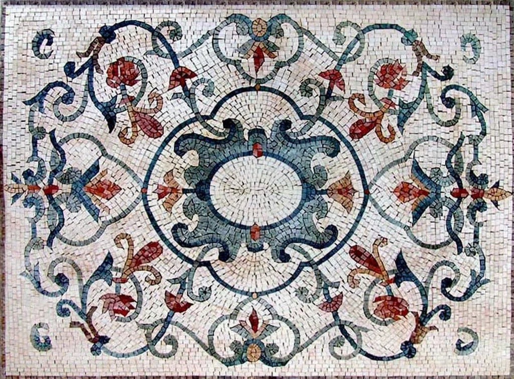 Mosaico de piso botânico arabesco - Kali