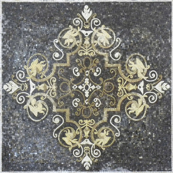 Lutfi Inspired - Marble Mosaic Arabesque Floral - Mesh Backing