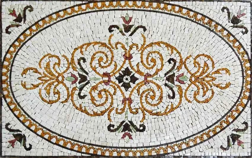 Tappeto Arabesco in Marmo Mosaico - Sabbia