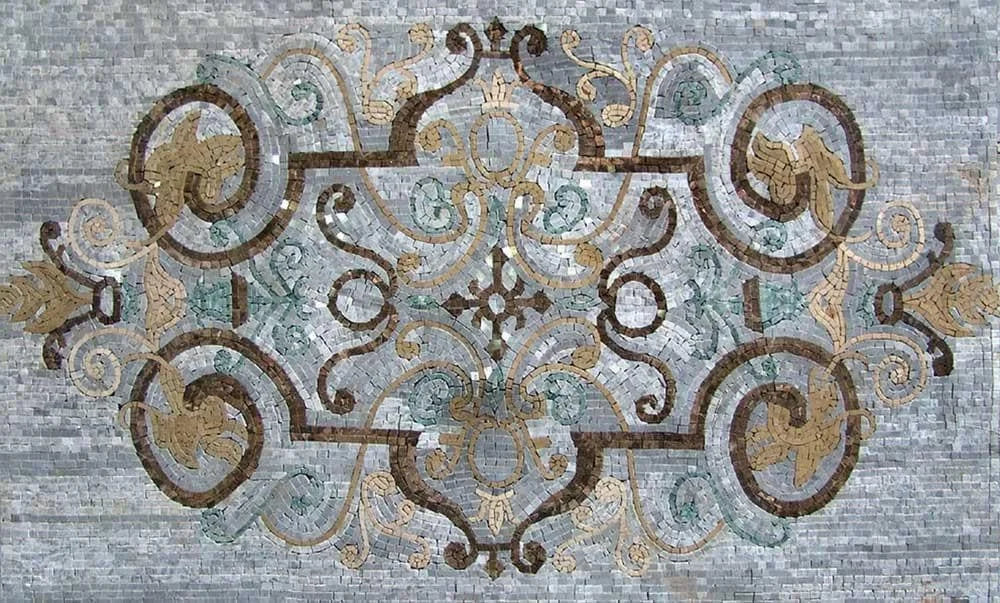 Mosaico de tapete de área - Ceiba cinza