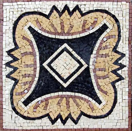 Black & White Tile Art - Diamond Lotus