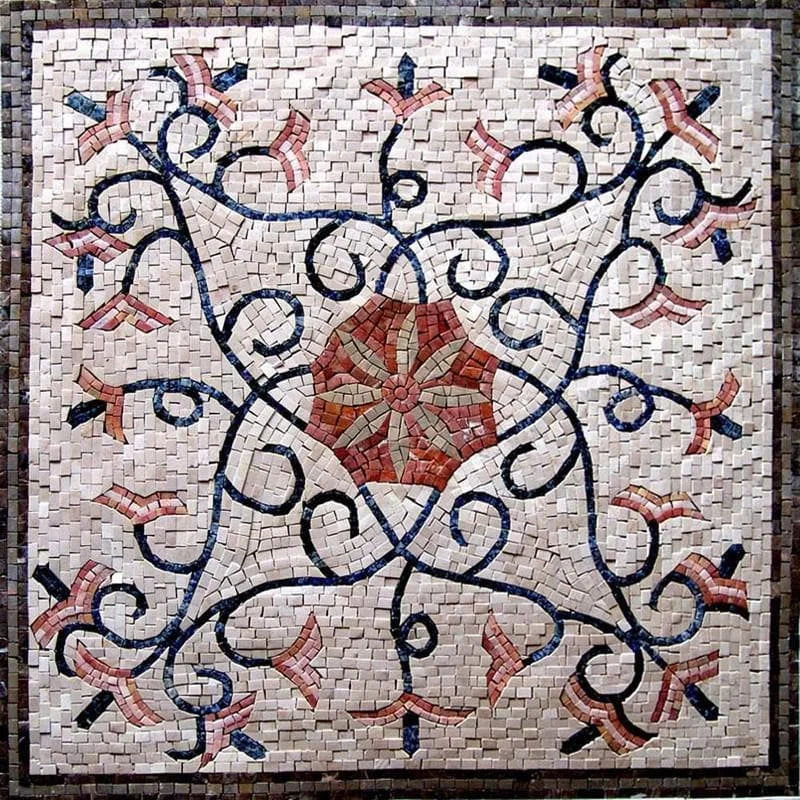 Mosaico de mármore floral impetuoso - Marcelina