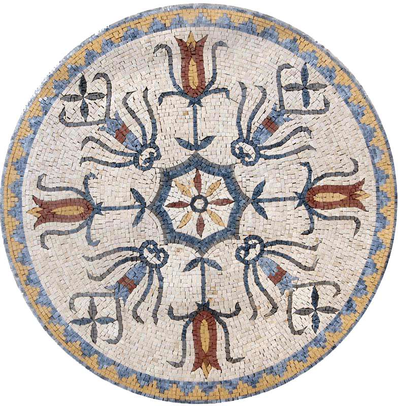 Floral Mosaic Art Rondure - Cher Ivory
