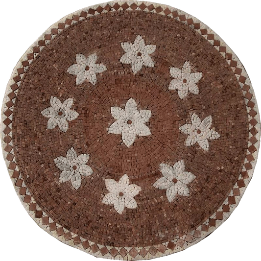 Floral Pattern Stone Medallion Mosaic