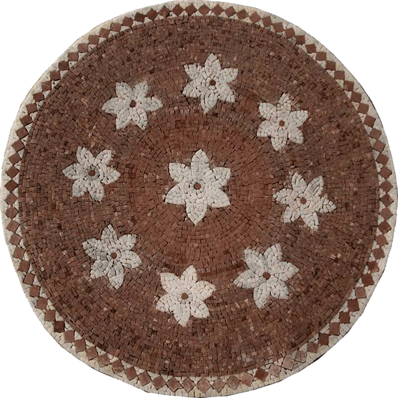 Mosaico de medallón de piedra con patrón floral