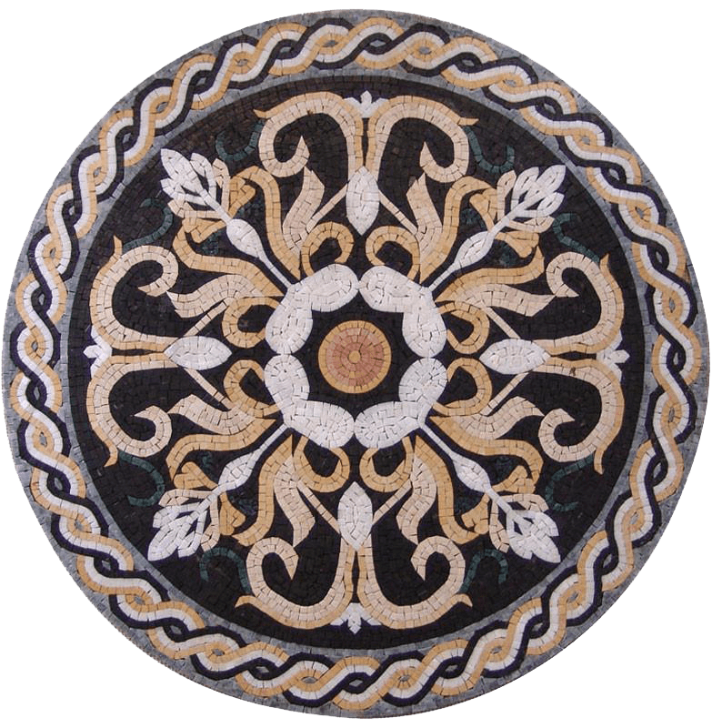 Obra de arte de medallón de flores - Mosaico de Jacinto II