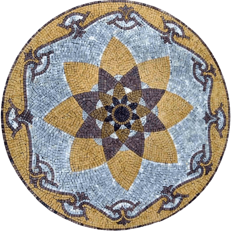 Medalhão de arte em mosaico de flores - Farah