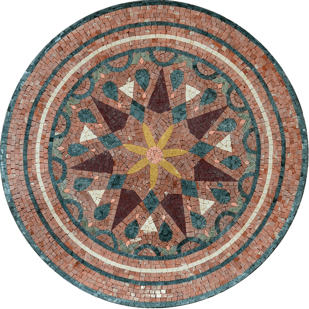 Flor Estrela Mosaico - Coral