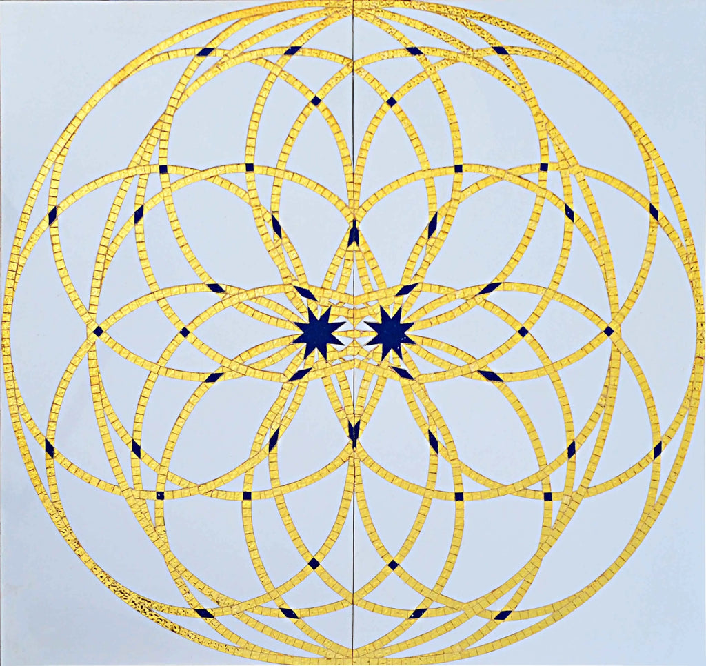 Intarsio geometrico a getto d'acqua arabesco con inserto per piastrelle in mosaico d'oro reale