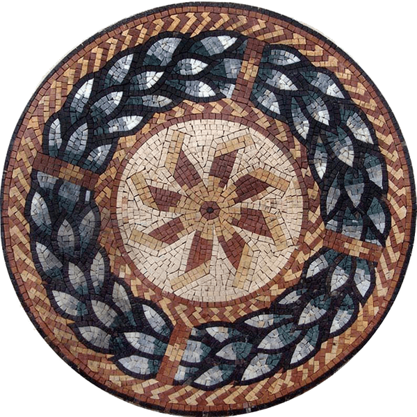 Geometric Star Pattern - Marble Mosaic - Mesh Backing