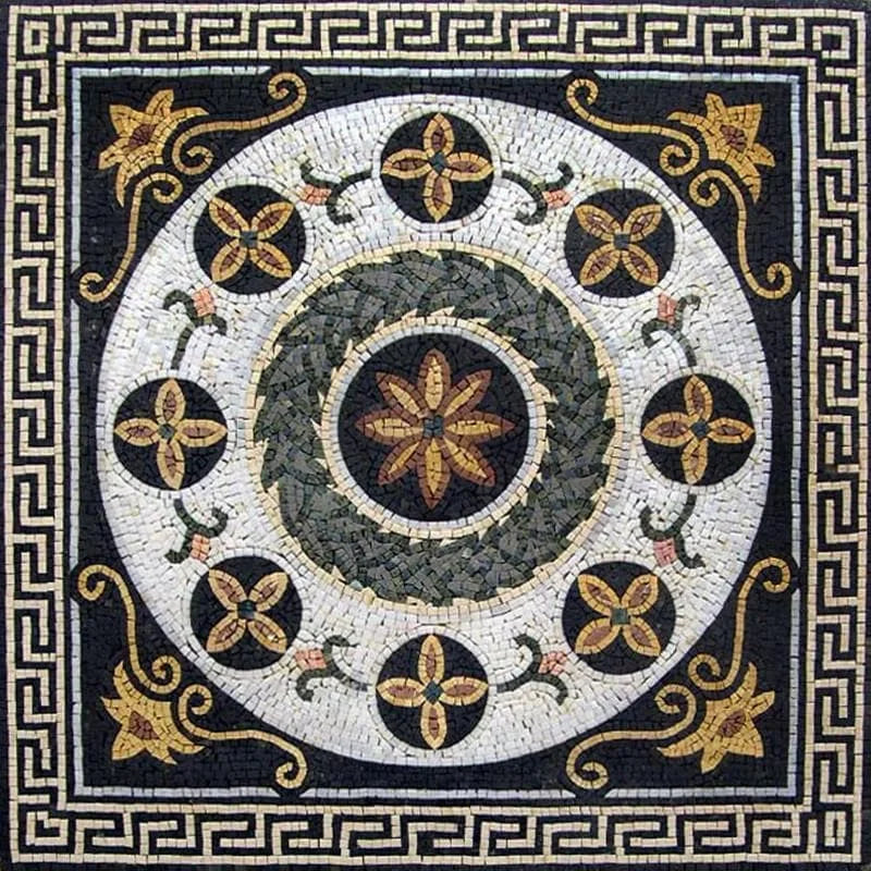 Greco-Roman Floral Panel - Apollo Gray