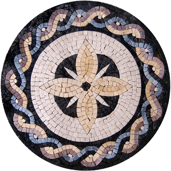 Hand-cut Tile Art - Orchid Medallion Mosaic